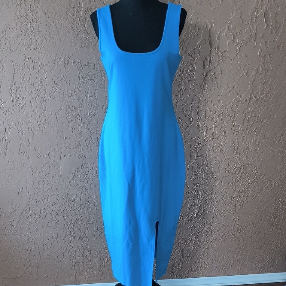 NWT Forever 21+ Sleeveless Blue Sheath Bodycon Midi Dress 0X